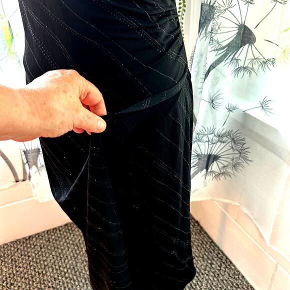 Black w/ Sparkly Striped Design VTG CLUB NEO USA Dress Size Sm Bodycon Y2K - Picture 8 of 10